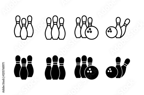 Bowling game Pin Icon vector isolated on white background. Bowling icon, ball and pin