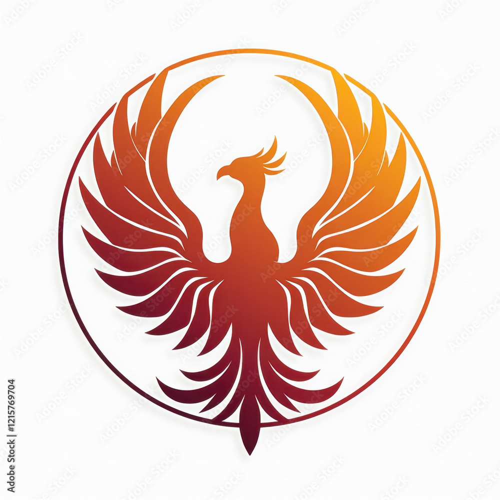 Fototapeta premium Fiery Phoenix Logo: Rebirth Symbol - Minimalism