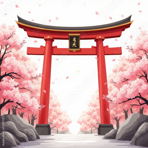 Japanese Torii Gate, Cherry Blossoms - Japanese aesthetics