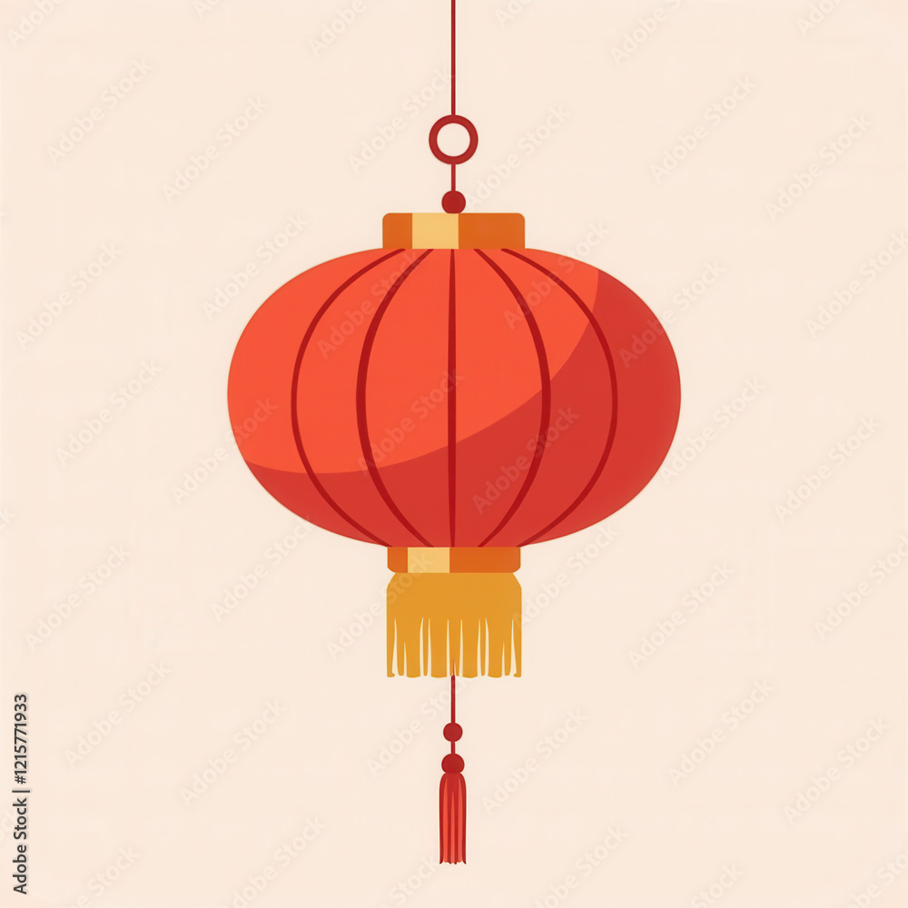 Obraz premium Red Chinese Lantern, Asian Festival Decor - Minimalist design