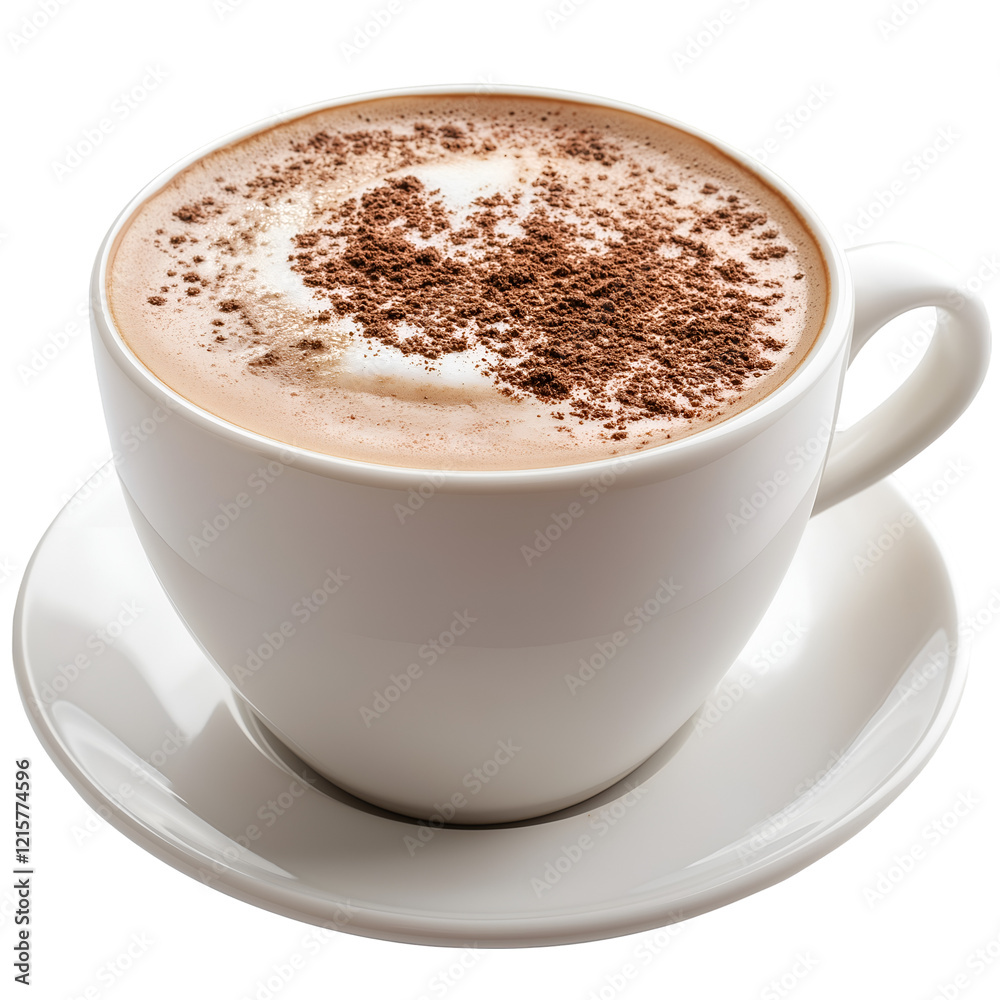 A cup of coffee with latte art, cut out. Isolated on transparent or white background A cup of coffee with latte art, cut out. Isolated on transparent or white background