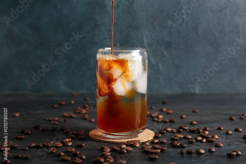 Pouring coffee into glass o...