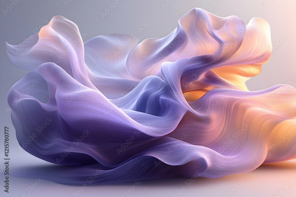 Obraz premium Purple and Orange 3D Abstract Wave Illustration