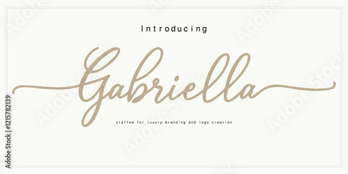 Elegant serif font "Gabriella" crafted for luxury branding and logo creation. This minimal and classic typeface blends vintage-inspired typography with timeless sophistication