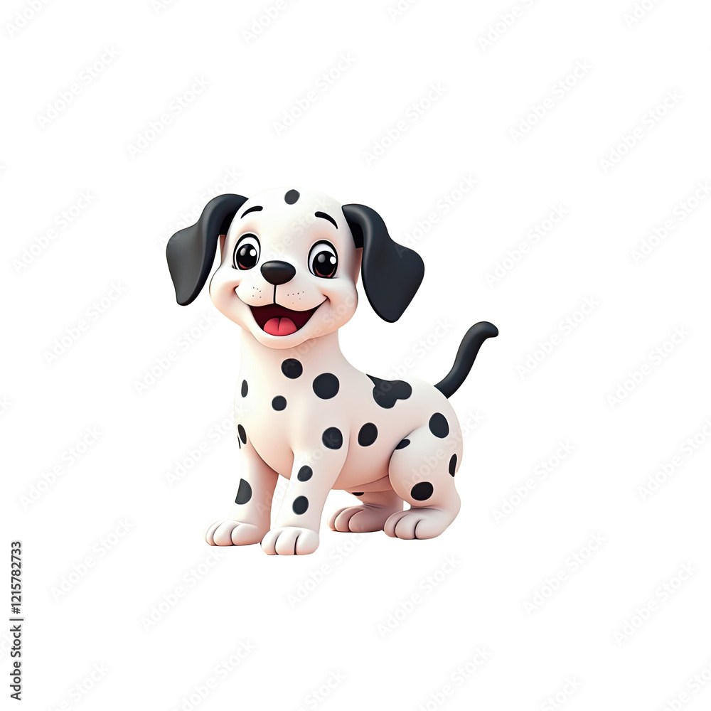 Fototapeta premium Adorable 3D Dalmatian Puppy Cartoon - 3D renderings