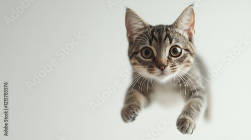 Short-haired leap cat ,Full depth of field, isolated on white background