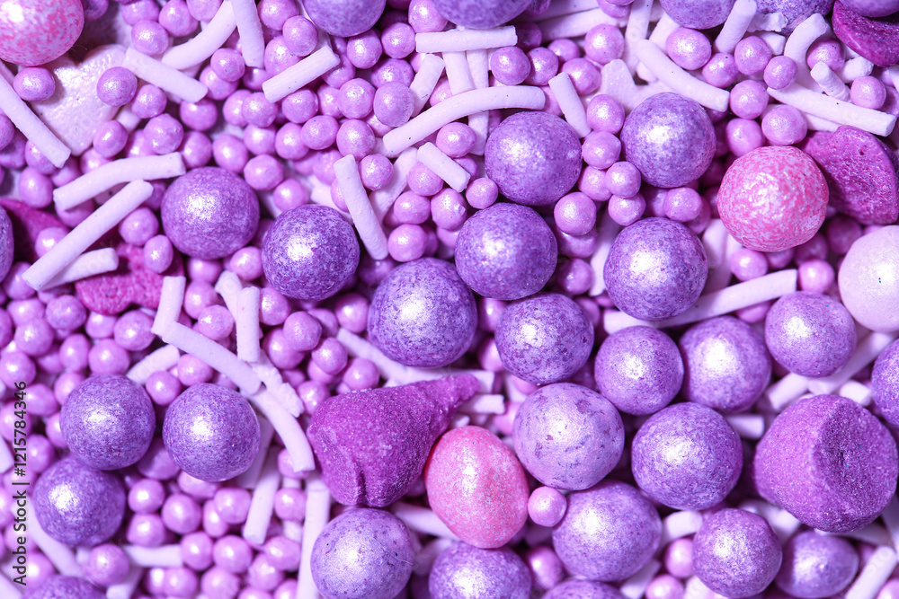 Texture of violet sprinkles as background, closeup Texture of violet sprinkles as background, closeup