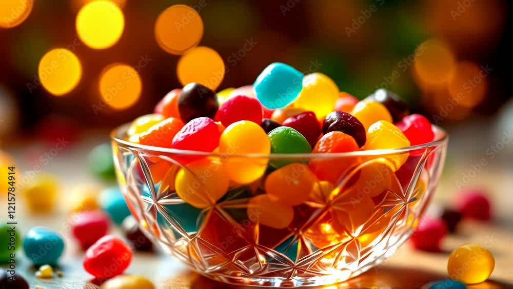 Colorful Candy in a Glass Bowl: A Sweet Treat for the Eyes