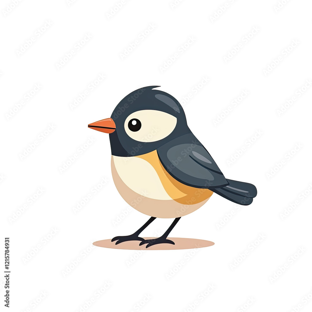 Fototapeta premium Cute Cartoon Bird Illustration - Minimalist illustrations