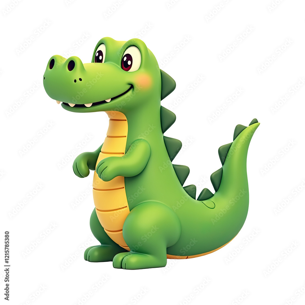 Fototapeta premium Cute Cartoon Crocodile 3D Render - 3D Illustrations