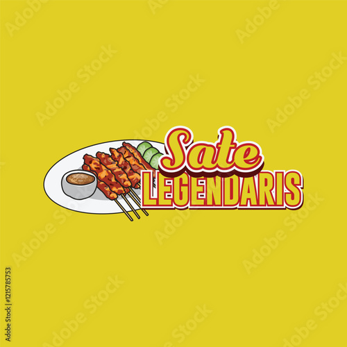 Sate legendaris food logo template illustration isolated