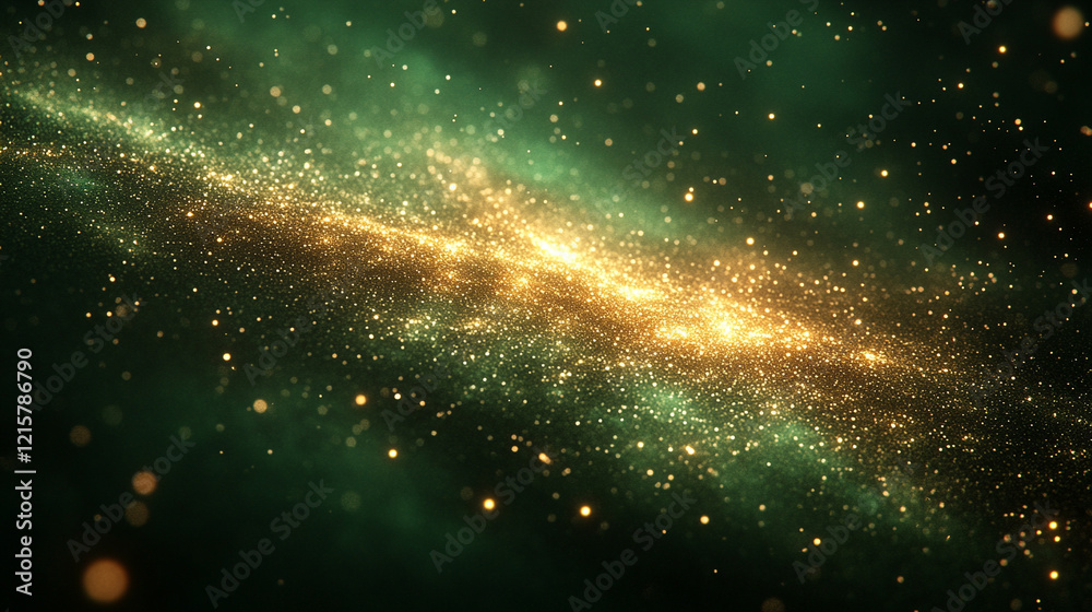 Dark green background with small dark spots creating a glitch effect, minimalistic bright tones with modern blurred empty space, offering a feeling of chaos and uncertainty with clean, open caption sp