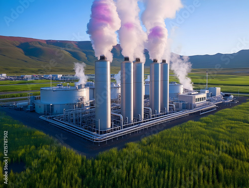 Geothermal Power Plant Aerial Photo photo