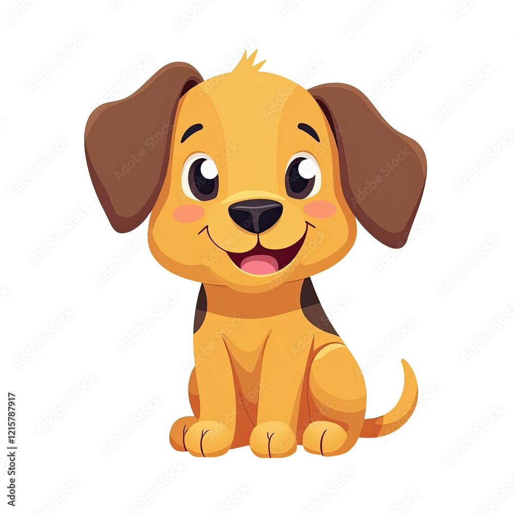 Fototapeta premium Cute Cartoon Puppy, Happy Dog Illustration - Minimalist design