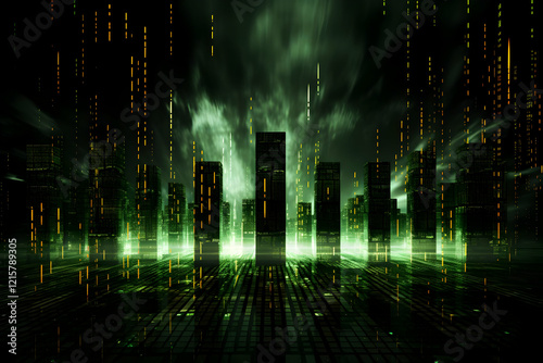 Digital Cityscape Green Mat...