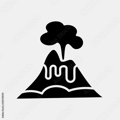 Icon volcano eruption. Global warming elements. Icon in glyph style.