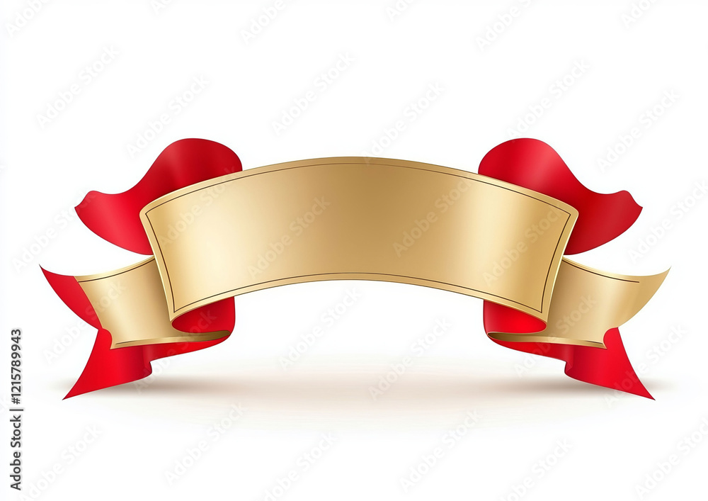 A gold and red ribbon banner stands out against a white background, its vibrant tones and clean design creating a visually striking symbol of celebration and festivity. A gold and red ribbon banner stands out against a white background, its vibrant tones and clean design creating a visually striking symbol of celebration and festivity.