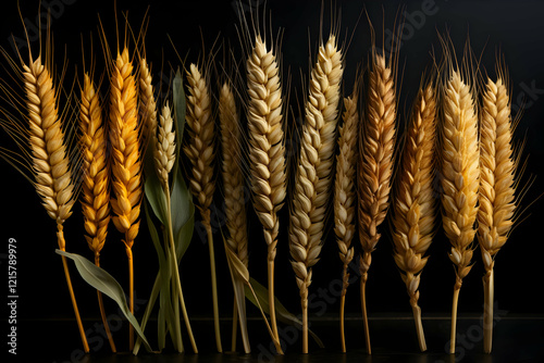 Golden Wheat Stalks on Blac...