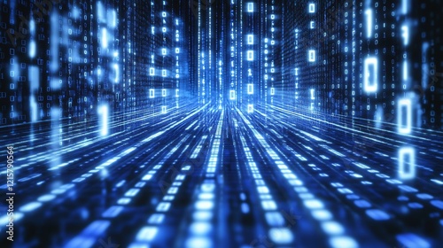 Abstract digital data stream, binary code flowing.