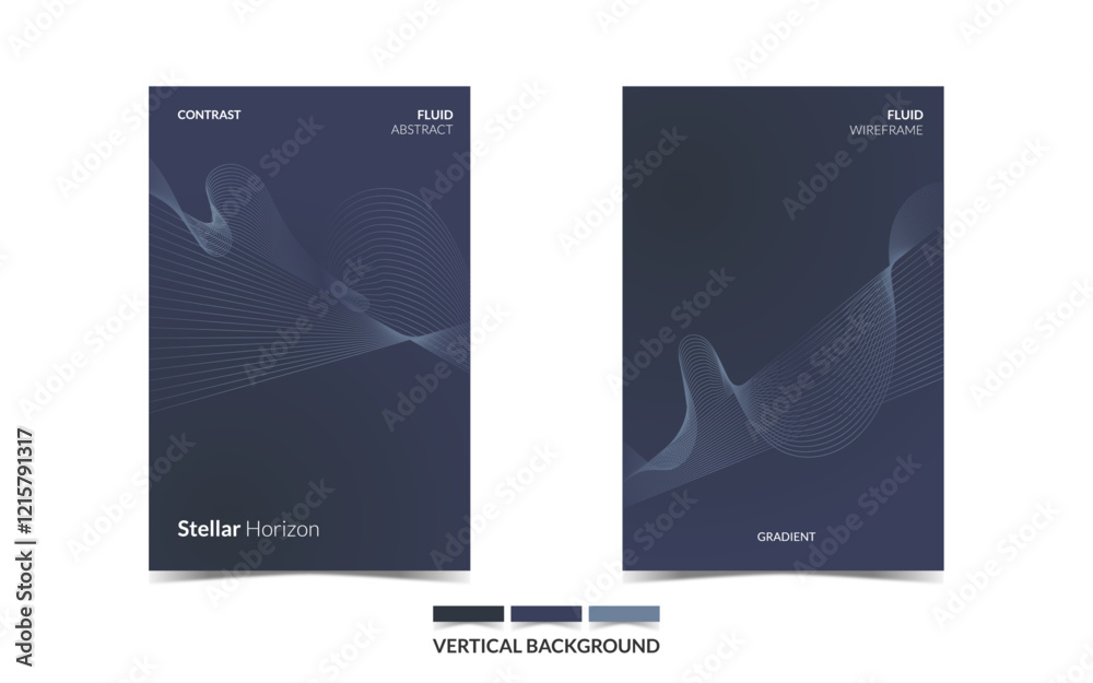 Fototapeta premium VERTICAL BACKGROUND 76 EDITABLE DARK COLOR COVER DESIGN, WITH FLUID WIREFRAME ARTWORK FOR A LOT OF DESIGN NEEDS 