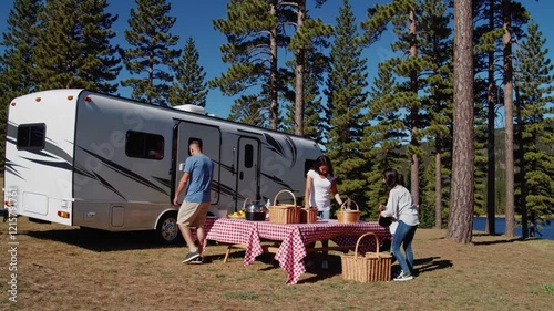 Family Picnic by the Lake: RV Camping Adventure
