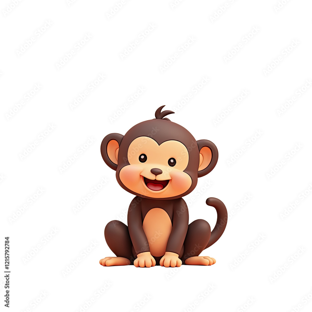 Fototapeta premium Cute 3D Cartoon Monkey Illustration - 3D Renderings