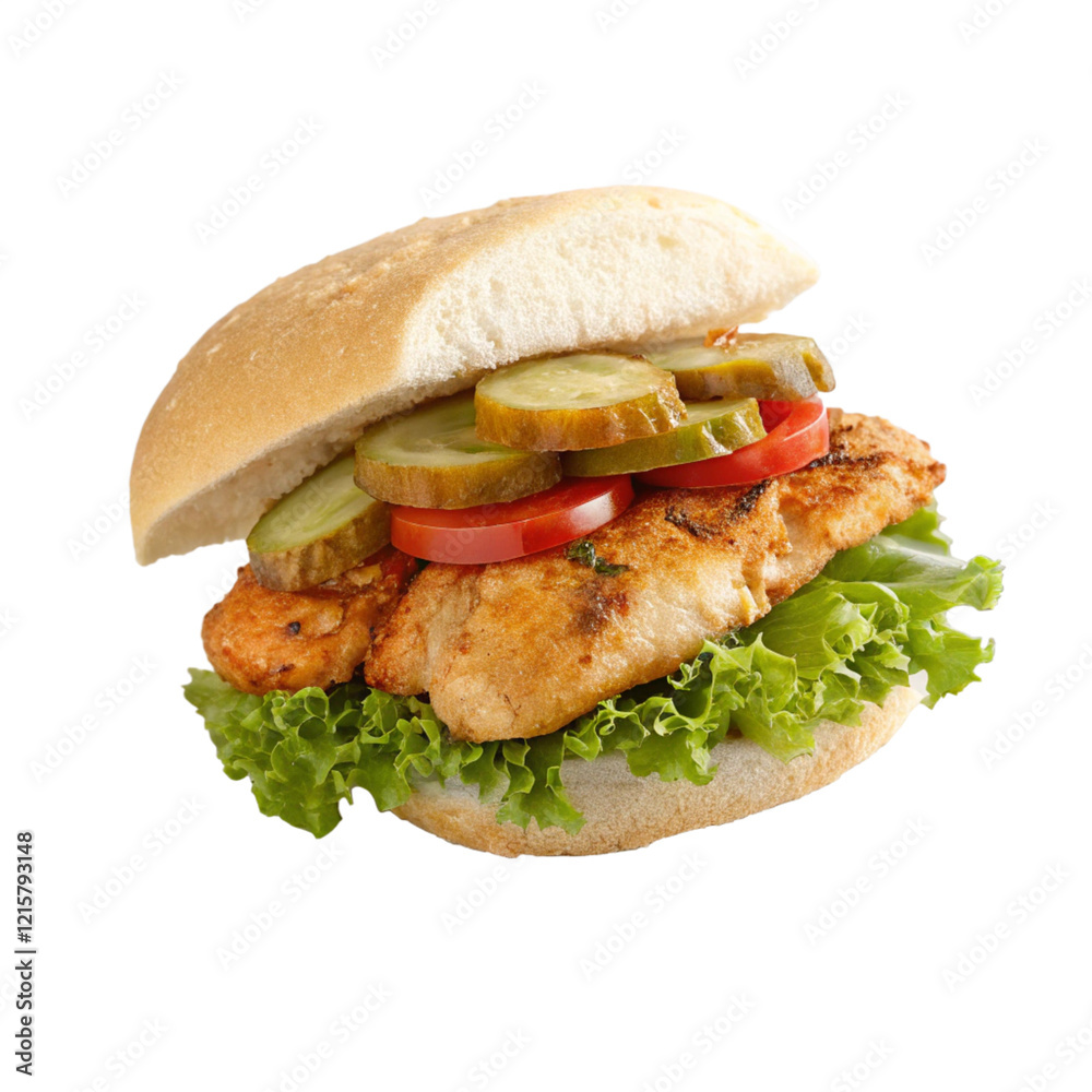 Chicken Sandwich on transparent background. Chicken Sandwich on transparent background.