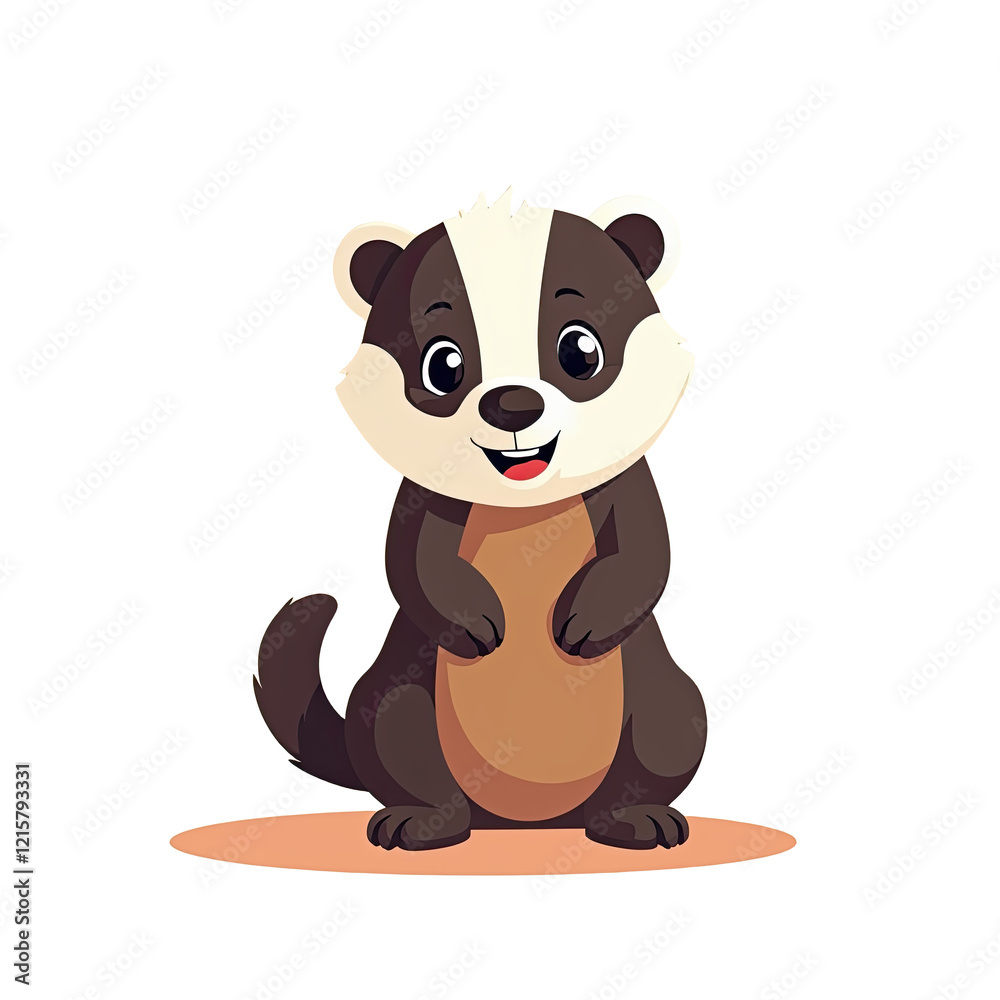 Cute Baby Badger Cartoon Illustration - Cute animals Cute Baby Badger Cartoon Illustration - Cute animals