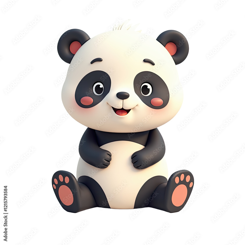 Cute Baby Panda 3D Render Illustration - 3D renders Cute Baby Panda 3D Render Illustration - 3D renders