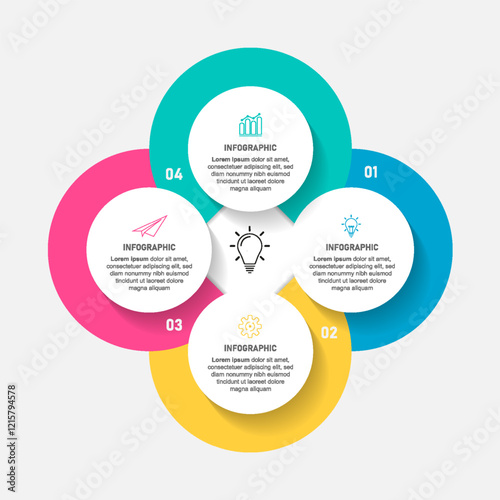 Vector infographic template with 4 steps or options. Data presentation, business concept design for web, brochure, diagram.