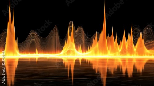 Wallpaper Mural Vibrant sound wave visualization in shades of orange against a black background Torontodigital.ca