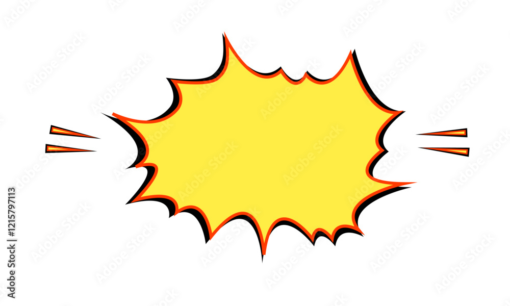 starburst yellow speech bubbles or baloon for comic design illustration. Comic burst, bursting star sticker, vector boom or explotion. communication concept
