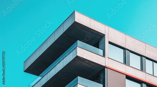 Modern Concrete Architecture: Minimalist Building Design Against a Vivid Blue Sky