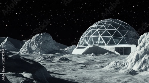 Lunar Habitat: A Futuristic Geodesic Dome on the Moon