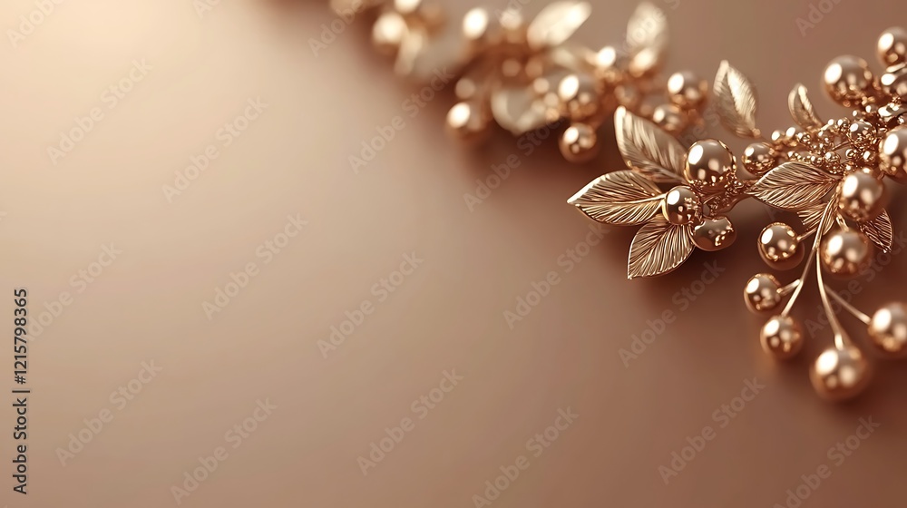 Fototapeta premium Golden Berries and Leaves Elegant Design