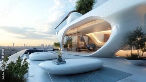 Futuristic Penthouse with City View: Modern Architecture Design