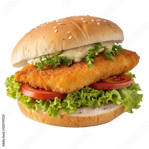 Fish Sandwich on transparent background.