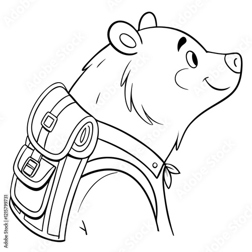 Bear head with a backpack vector art illustration. photo