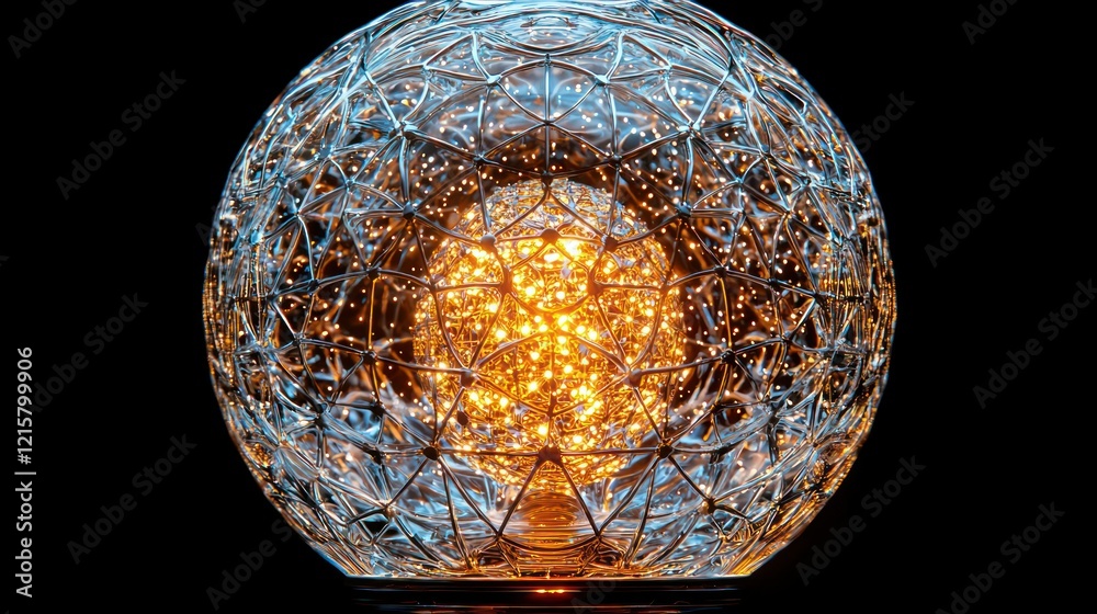 Obraz premium Intricate sphere of light and metal showcasing complex geometric patterns