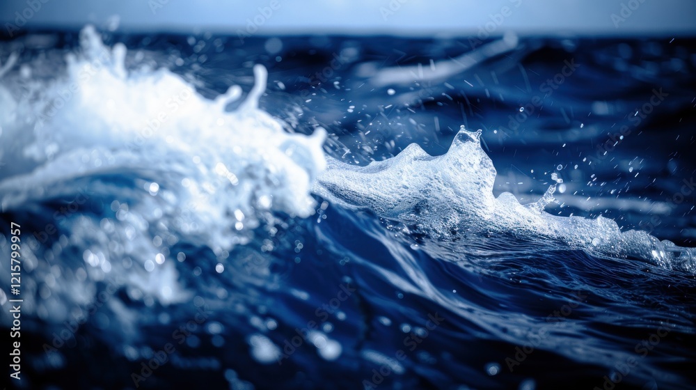 Fototapeta premium view of small waves producing bubbles