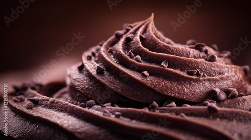 Swirled Chocolate Frosting, Close-up, Dessert, Studio photo