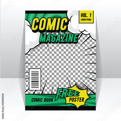 Comic magazine front page layout background template graphic