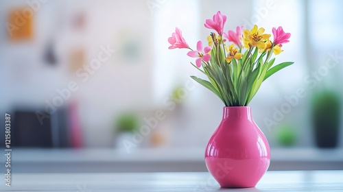 beautiful spring flowers in a vase on the table, purple roses, beautiful background or wallpaper, mother's day, festive women's day background, elegant