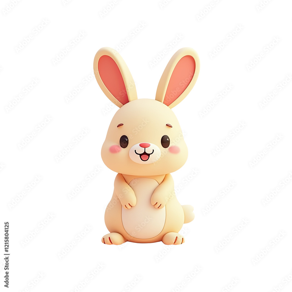 Cute 3D Cartoon Bunny Rabbit Illustration - Pastel colors Cute 3D Cartoon Bunny Rabbit Illustration - Pastel colors