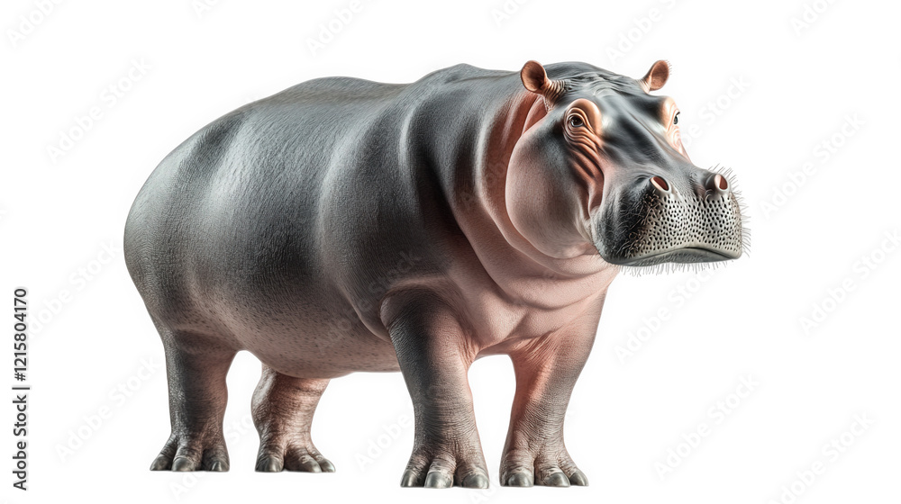 stylized representation of a hippopotamus. showcasing its rounded body. large head. and distinctive features in a realistic yet artistic manner the background is minimalistic. emphasizing the hippo's stylized representation of a hippopotamus. showcasing its rounded body. large head. and distinctive features in a realistic yet artistic manner the background is minimalistic. emphasizing the hippo's