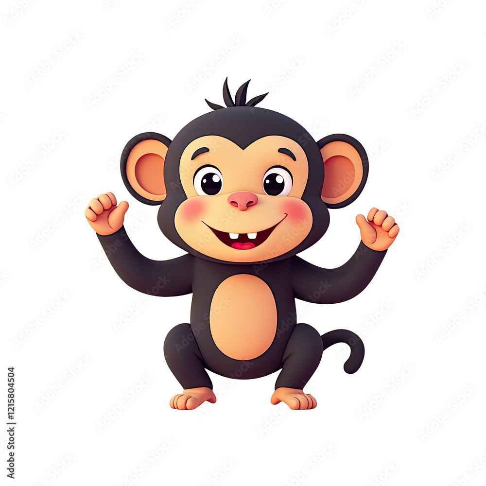 Fototapeta premium Cute 3D Cartoon Monkey Illustration - 3D renders