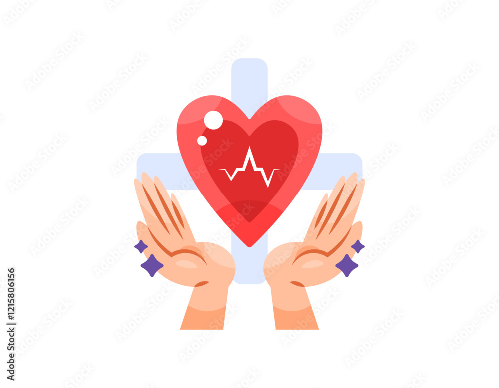 heart health awareness and care concept. illustration of heart, shield and heartbeat symbols. heart protection and safety. health. flat style design. elements heart health awareness and care concept. illustration of heart, shield and heartbeat symbols. heart protection and safety. health. flat style design. elements