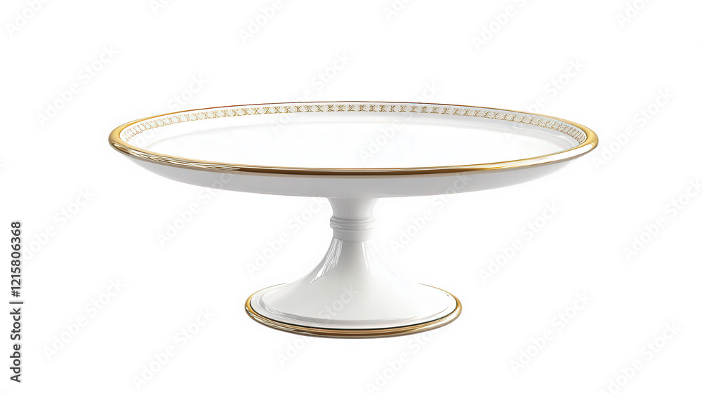 n elegant white cake stand with a gold-trimmed edge. designed for displaying cakes. pastries. or desserts its smooth surface and pedestal base enhance its aesthetic appeal. making it suitable for form n elegant white cake stand with a gold-trimmed edge. designed for displaying cakes. pastries. or desserts its smooth surface and pedestal base enhance its aesthetic appeal. making it suitable for form