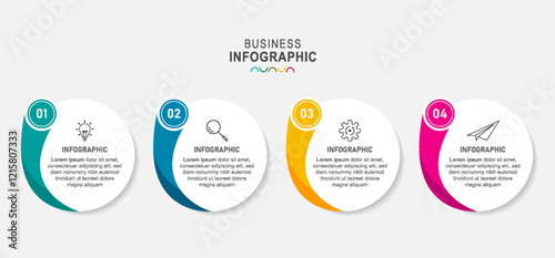 business infographic template, flat design with icon and 4 option or step