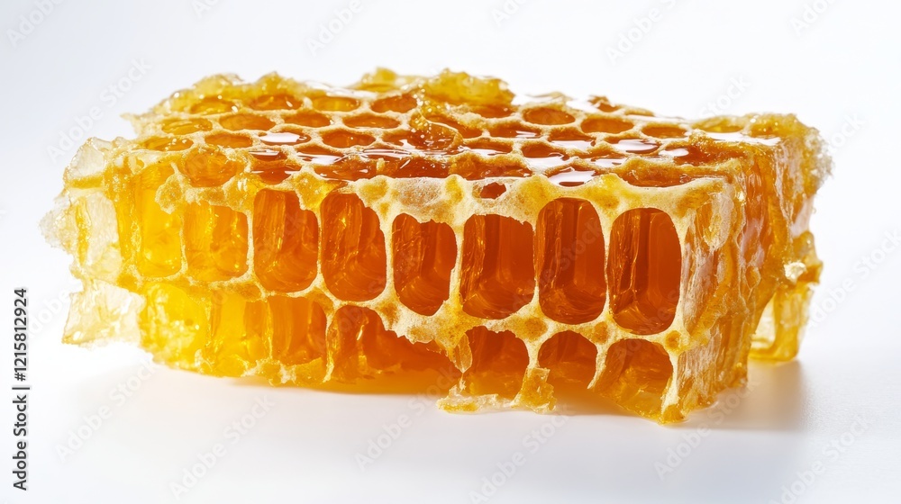 an organic lump of honeycomb on a white background